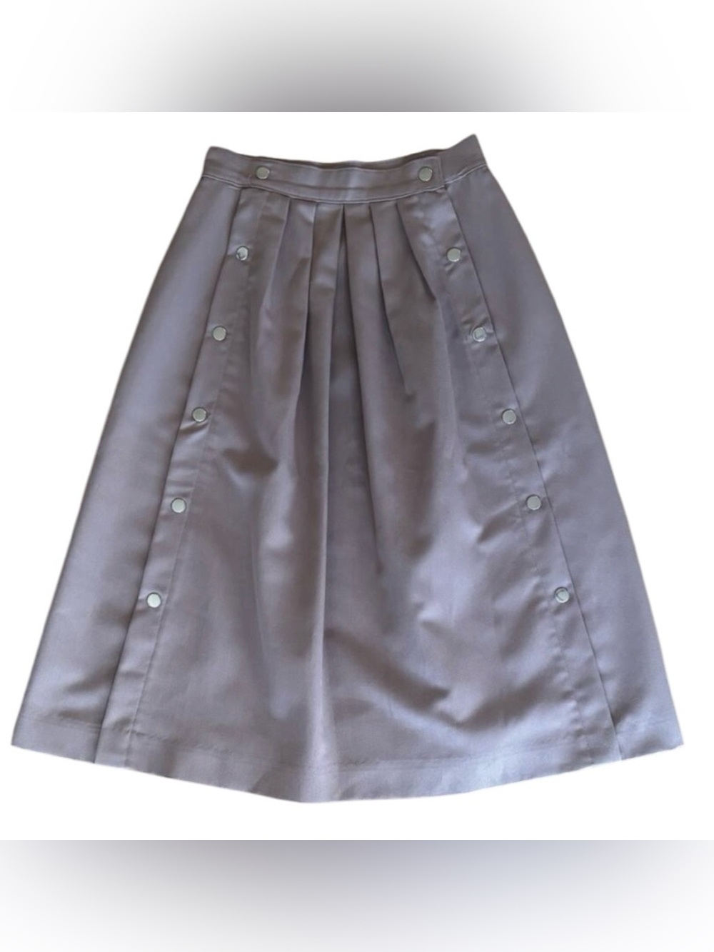 Vintage Aileen Khaki High Waisted Pleated A-Line Midi Skirt Sz 10 Made USA